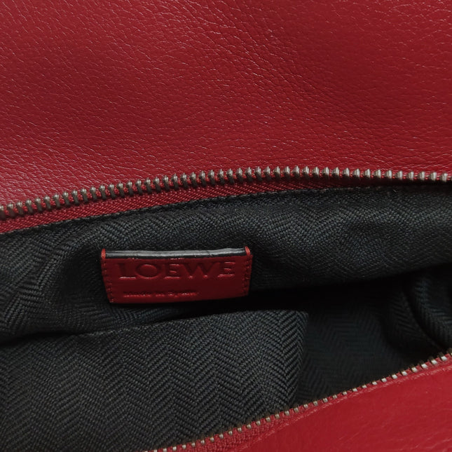 Loewe Puzzle Medium Red Leather with Zipper Crossbody Bag
