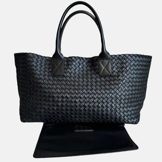 Bottega Veneta Cabat Large Intreccio Leather Tote Bag Black 40cm-Luxbags