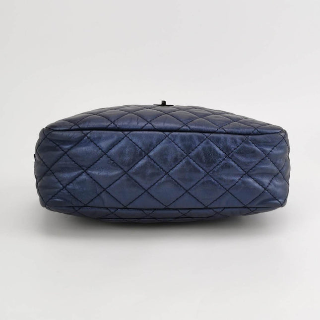 Sold Chanel 2008 Metallic Aged Calfskin Quilted Small 2.55 Mademoiselle Camera Case Bag Blue