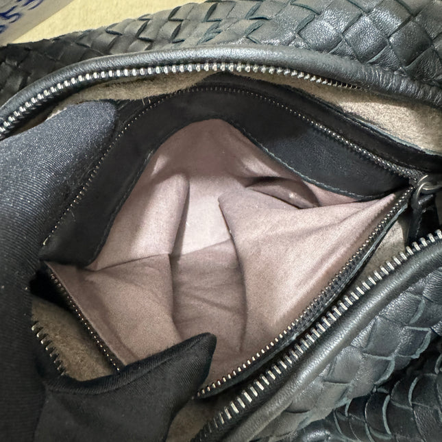 Sold Bottega Veneta Black Belly Hobo Intrecciato Nappa Leather Handbag