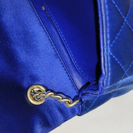 Sold Chanel Classic Flap 2013-2014 Blue Silk Satin Mini Crossbody Bag