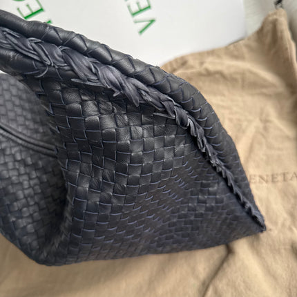 Bottega Veneta Hobo Maxi Midnight Navy Black leather Tiny Fringes 50cm