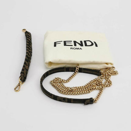 Fendi Baguette Mini Canvas Crochet Zucca Dark Green and Gold Hardware