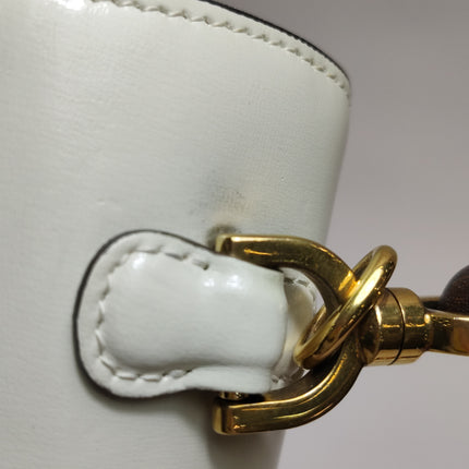 Gucci Bamboo 1947 Top Handle Bag Small White Box Leather Canvas Strap