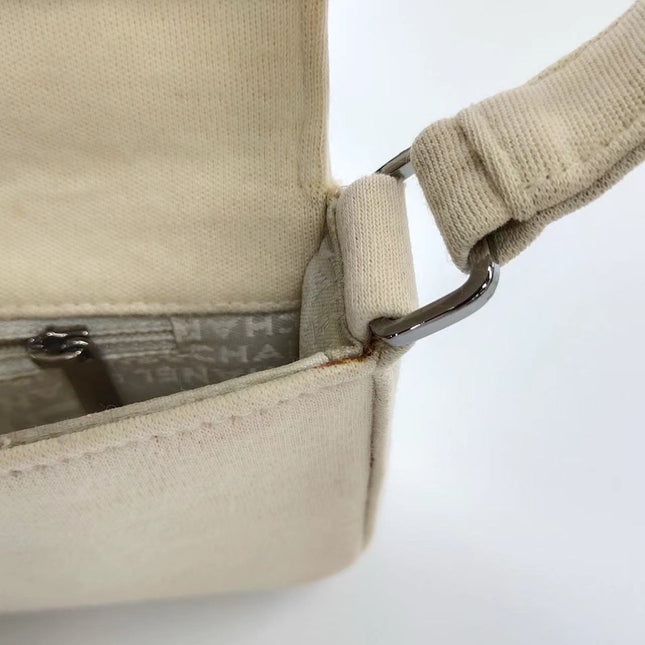 Chanel Ivory Jersey Evening Bag with Mirrored Pyramid Studs Ice Cube Chocolate Bar Shoulder Bag