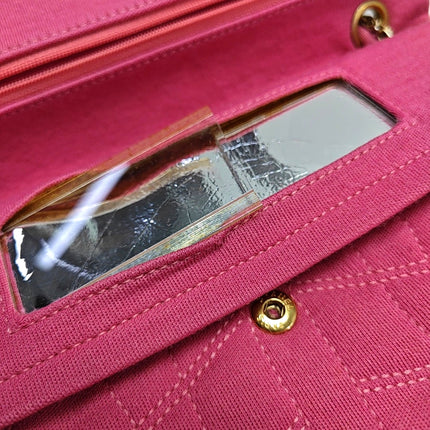 Chanel 2.55 Jumbo Double Flap Pink Fabric Crocodile Print Gold-tone Hardware