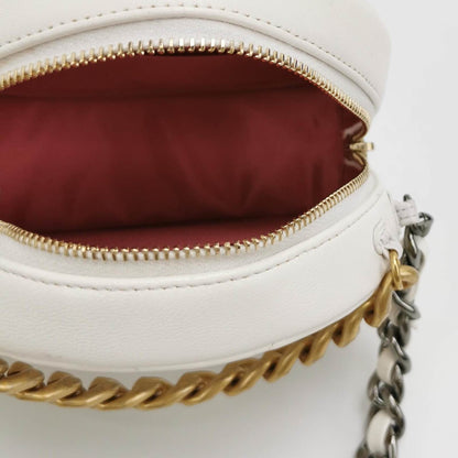 Chanel 19 Round White Cannage Leather bag