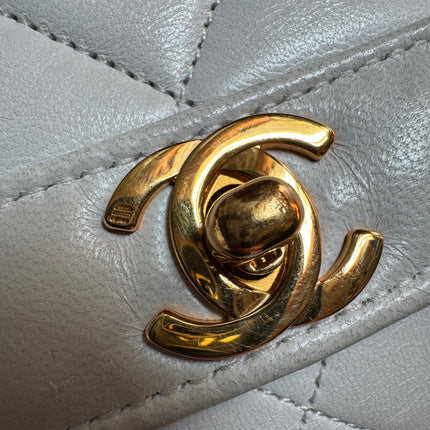 Chanel Diana CC Flap Bag Small Vintage White Lambskin Leather with 24k Gold HW, 1989-1991