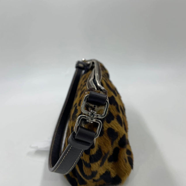 Prada Leopard Print Pony-style Calfskin Mini Clutch