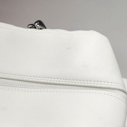 Chanel Cambon Multi-pocket Ligne Reporter Bag Large White Calfskin Leather