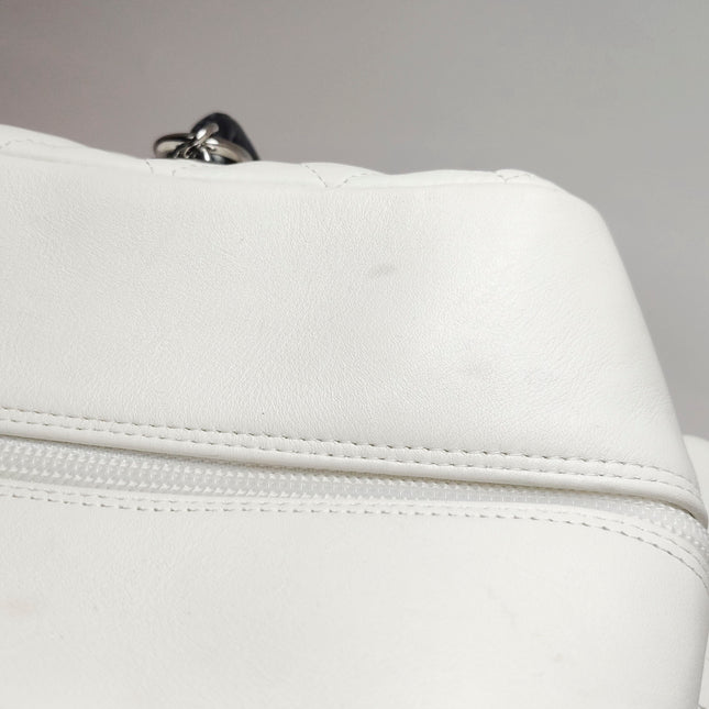 Chanel Cambon Multi-pocket Ligne Reporter Bag Large White Calfskin Leather
