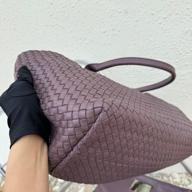 Sold Bottega Veneta Cabat Large Intreccio Leather Tote Bag Dark Lavender Purple 40-43cm
