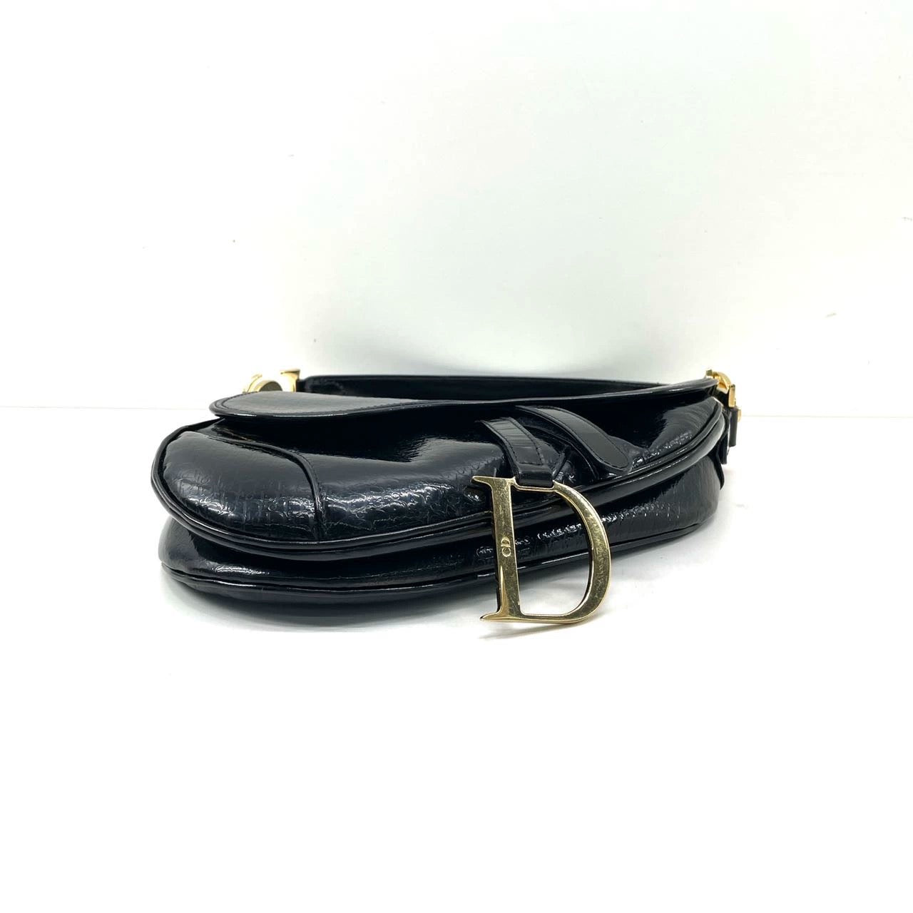 Dior Saddle Small Vintage Shoulder Bag Black Patent Leather