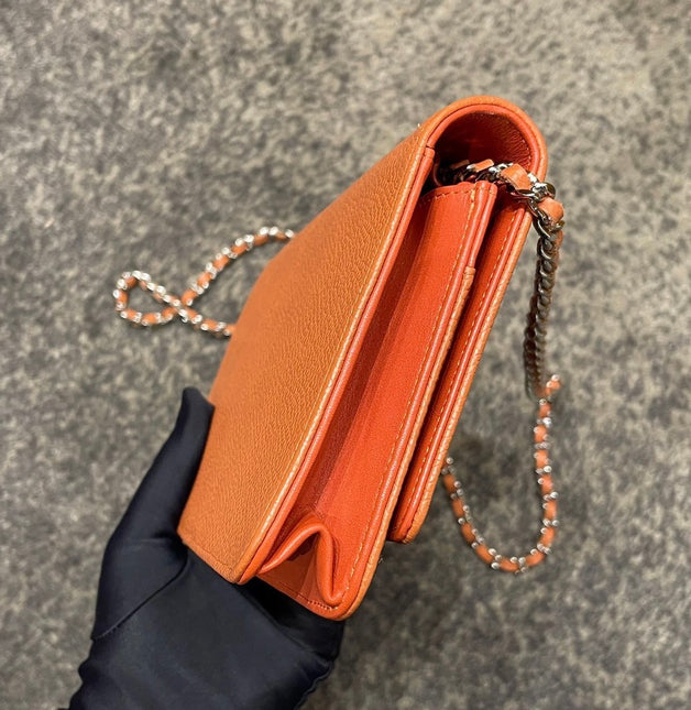 Sold Chanel Wallet on Chain WOC Double CC Orange Caviar Leather