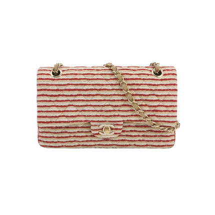 Chanel Classic Flap Red White Striped Medium Jersey Coco Sailor-Luxbags