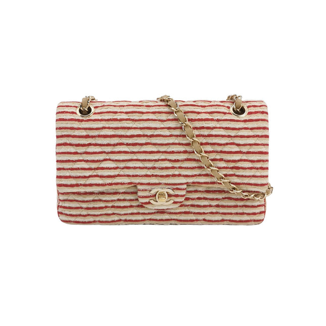 Chanel Classic Flap Red White Striped Medium Jersey Coco Sailor-Luxbags