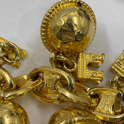 Celine 1990s Gold-tone Triomphe Planet Link Charm Bracelet