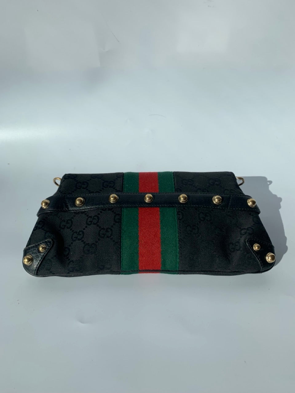 Gucci Horsebit 1955 Chain Cloth Black Gucci Monogram with Iconic Gucci Strip