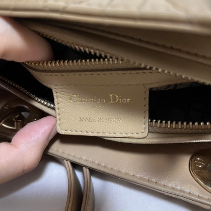 Sold Lady Dior Medium Beige Cannage Lambskin Leather