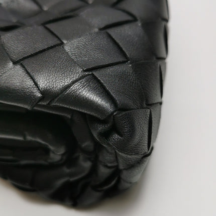 Bottega Veneta Pouch Mini Intrecciato Black Lambskin Leather Crossbody Bag