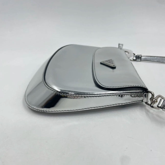 Sold Prada Cleo Flap Silver Leather Shoulder bag