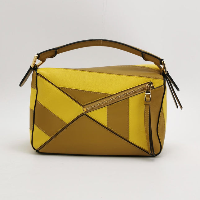 Loewe Puzzle Small Yellow Brown Stripes Crossbody Bag