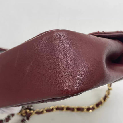 Chanel Flap Bag Mini Burgundy Lambskin Leather Gold & Silver Hardware 2019