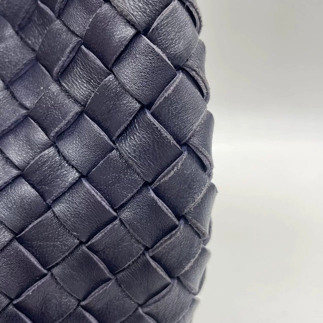 Bottega Veneta Cabat MM Intreccio Leather Tote Bag Navy 40cm
