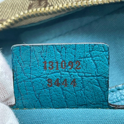 Gucci Horsebit Boston Bowling Handbag Monogram Canvas Blue Leather