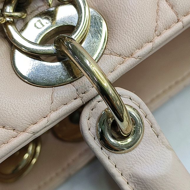 Lady Dior Medium Light Pink Lambskin Leather Gold Hardware