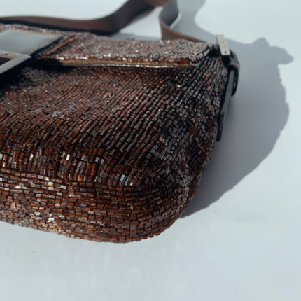 Sold FENDI Baguette chocolate brown beads excellent condition