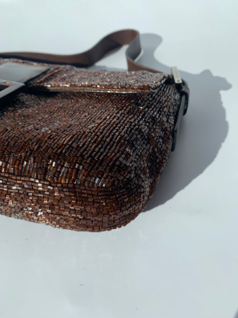 Sold FENDI Baguette chocolate brown beads excellent condition