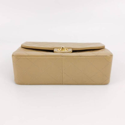 Chanel Vintage Classic Flap Mini Square Beige Lambskin 24k Gold HW, 1989-1991