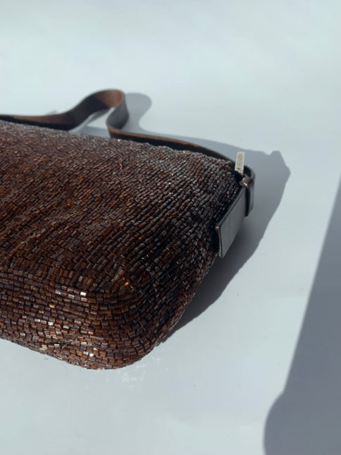 Sold FENDI Baguette chocolate brown beads excellent condition