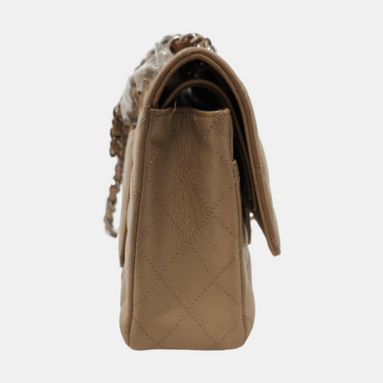 Chanel Timeless Classic Flap Medium Beige Caviar Leather Silver Hardware, 2005-2006