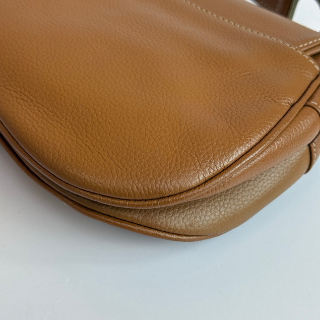 Dior Vintage Double Saddle Brown Leather Gold-tone Hardware