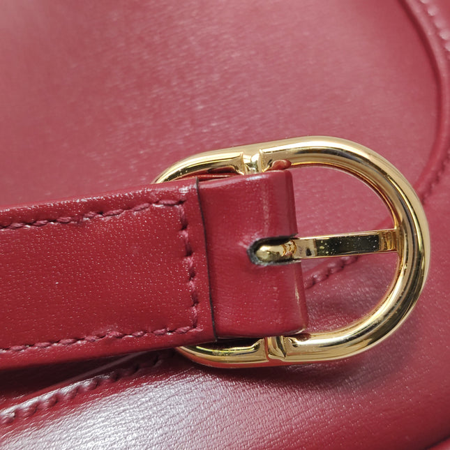 Gucci Jackie 1961 Red Burgundy Leather Bag Small with Adjustable Strap Gold Piston Lock
