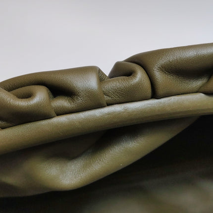 Bottega Veneta Pouch Calfskin Leather Dark Green Large