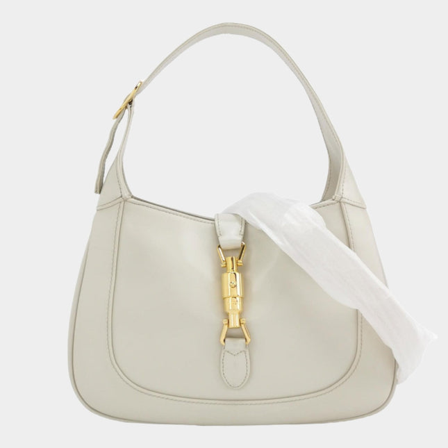 Gucci Jackie 1961 Small Leather Bag with Adjustable Strap Size White-Luxbags