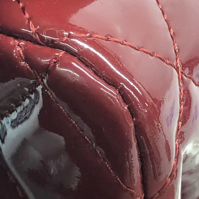 Chanel Classic Flap Medium 2012 Red Burgundy Patent Leather Silver Hardware