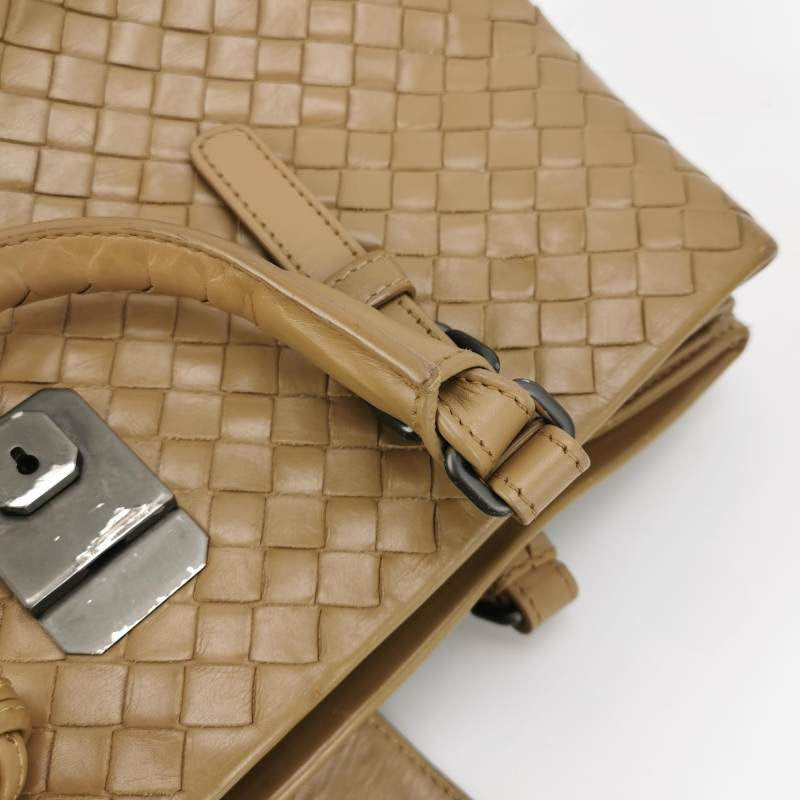 Bottega Veneta Roma Handbag Bag Intrecciato Nappa Leather Beige Large 35cm