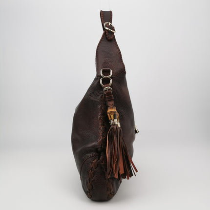 Gucci Jackie Soft Large Brown Leather Shoulder Bag With Strap