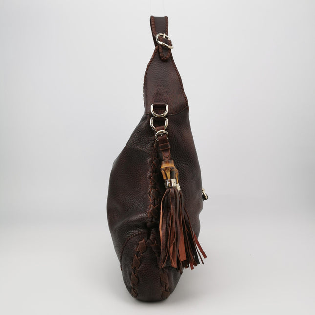 Gucci Jackie Soft Large Brown Leather Shoulder Bag With Strap