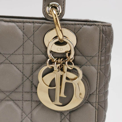 Lady Dior ABCdior 2017 Grey Cannage Lambskin Leather Handbag