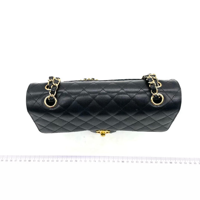 Chanel Classic Flap Medium 2016 Black Pixel Effect Calfskin Leather Gold Hardware