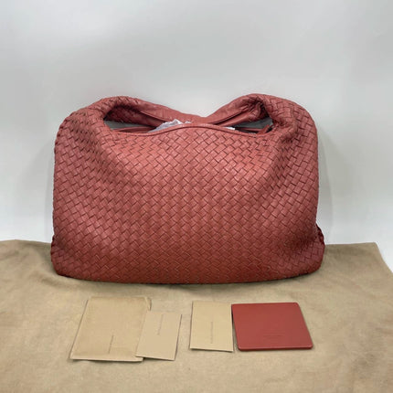Bottega Veneta Veneta Hobo Medium Brick Red Intrecciato Leather Bag 47cm