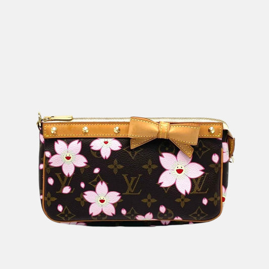 Louis Vuitton x Takashi Murakami Cherry Blossom on Brown Monogram Pochette Accessoire-Luxbags