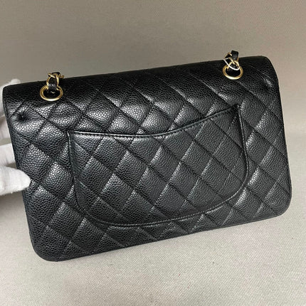 Chanel Classic Flap Medium Black Caviar Leather with 24k Gold Hardware, 2008-2009