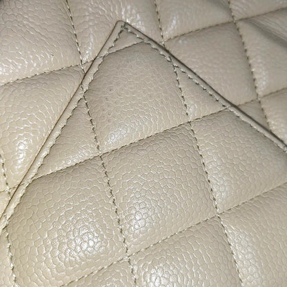 Sold Chanel Classic Flap Jumbo 2010 Beige Caviar Leather Single Flap with Silver Hardware