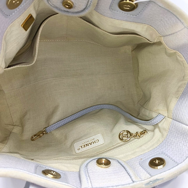 Chanel Deauville Tote Medium Grey Denim Top Handle